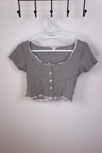 AERO Aeropostale Crop Top Shirt Button Up Women's Medium