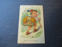 VINTAGE GERMAN POSTCARD-BOY HIKING-10 MINIATURE REAL PHOTOS-60'S