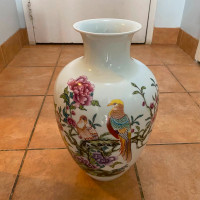 Ceramic Flower & Bird Vase Chinese Porcelain