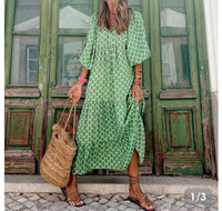 Boho green maxi dress size L NEW