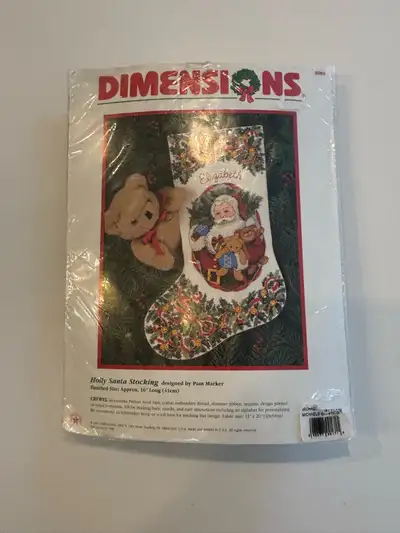 Dimensions 1998 Holy Santa Stocking Crewel Kit For Sale, View more