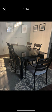 Glass table and 6 chairs