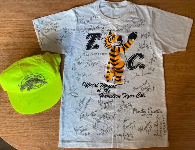 Vintage Tiger-Cats Memorabilia and Autographed Hat and Shirt in Arts & Collectibles in Hamilton