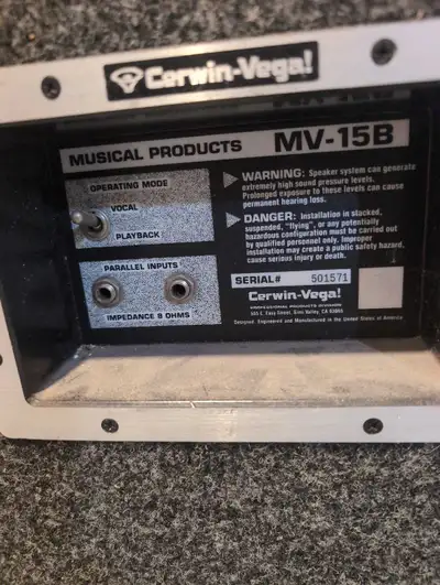 CERWIN-VEGA speaker MV-15B, View more