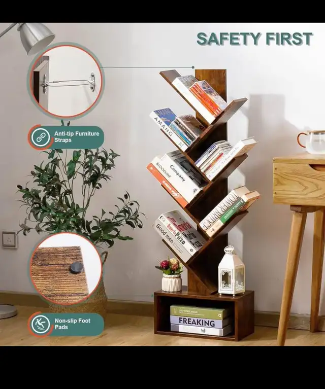 Yoobure Tree Bookshelf - 6 Shelf Retro Floor Standing Bookcase,  in Bookcases & Shelving Units in Hamilton - Image 6