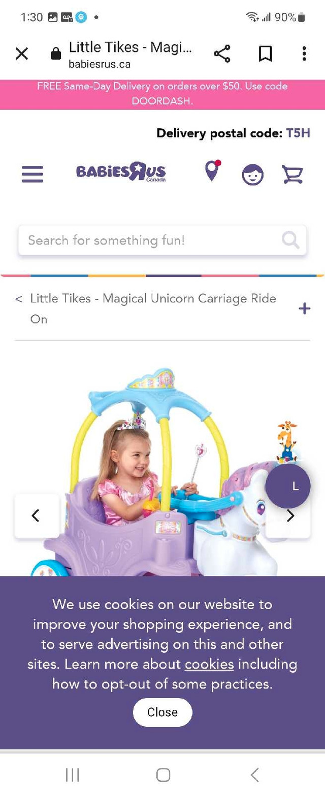 Little Tikes magical unicorn carriage ride on in Toys & Games in Edmonton - Image 3