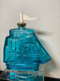 Vintage Avon Glass  Blue    Bottle Boat  # 4