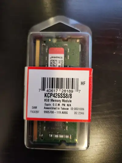 Kingston 8GB Memory for laptop SDRAM DDR4-3200/PC4 KCP432SS8/8, View more