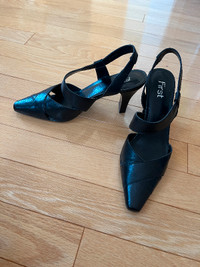 PRICE REDUCTION: Sling-back summer shoes, black, like new