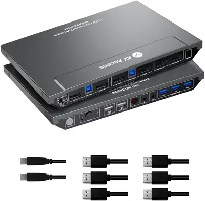 AV Access 8K DisplayPort KVM Switch for 2 Monitors 2 Computers -, View more