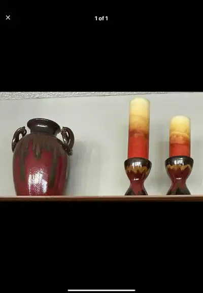 Jug and 2 candle holders, View more