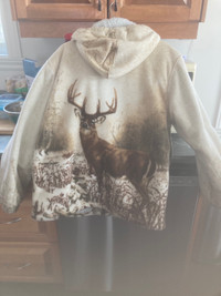 Hooded Fleece jacket with fleece lining/deer design