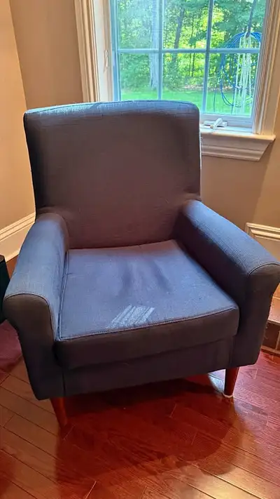 Blue fabric accent chair, View more