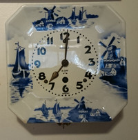 Antique Kienzle Wind-Up Porcelain Delft  8 Day Wall Clock