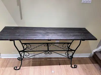 Console Table - Iron and rustic wood Length -59" Width - 15 3/4" Height - 52"