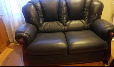 Leather loveseat and chair, View more