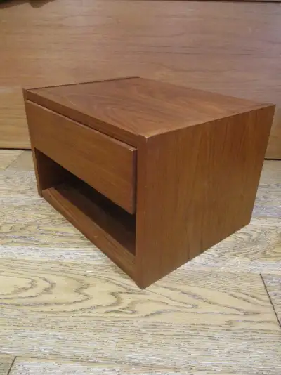 One MCM Teak Floating Table, View more