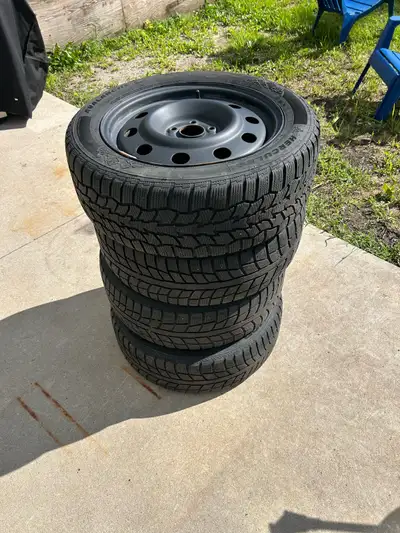 215/55R17 Winter Tires on Steel Rims Tires were bought in 2025 and used for one season ( one of them...