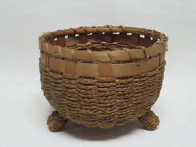 antique wicker basket ,good condition , great display . about 5,5 " across opening x 4 1/4 " high