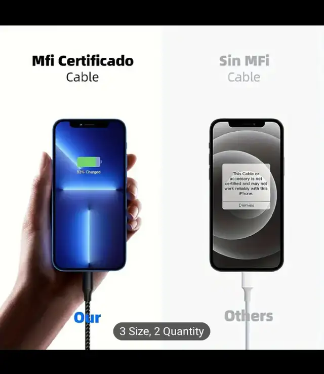 2m USB C to Lightning Fast Charge Fast Data Cable, MFI Certified in Cell Phone Accessories in Markham / York Region - Image 9