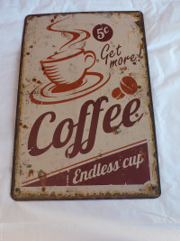 Retro Style Metal Coffee Sign Advertisement