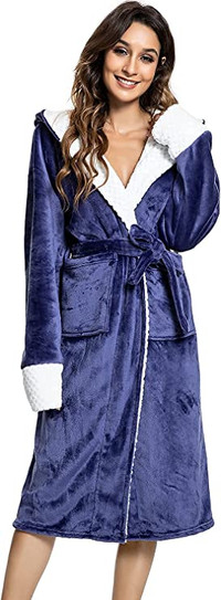 *New* Women&#39;s Fleece Hooded Kimono Robe