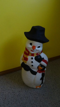 TPI Blow Mold Snowman with Penguin 31" Tall