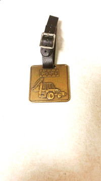 POCKET WATCH FOB-CASE MACHINERY -WITH LEATHER STRAP