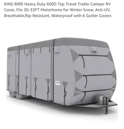 Protect your investment with this KING BIRD heavy-duty 600D top travel trailer camper RV cover, desi...