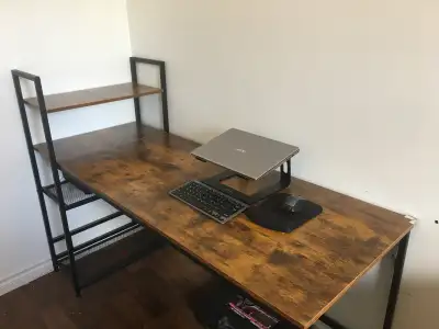 Office/Computer desk with bookshelf., View more