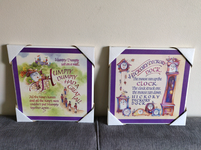 3 x Brand NEW English Nursery Rhymes Prints on Wood, Wall Deco, View more