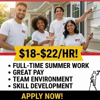 Looking for full time exterior painters for the summer. Starting mid may untill end of August. $18-$...