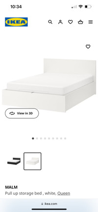 IKEA MALM Pull up storage bed , white, Queen for sale