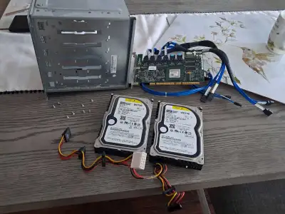 WD740 Raptor Hard Drives, Raid Controller Card, Drive Cage, View more