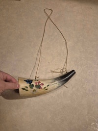 This is a hand-decorated horn bearing the name "Porrentruy" Napanee Kingston Area Preview