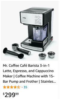 Mr. Coffee Café Barista 3-in-1 Latte, Espresso, Cap Maker