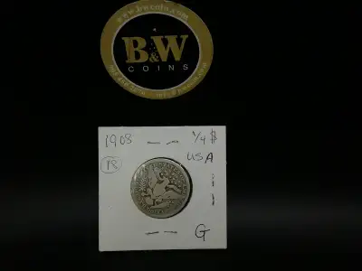 The 1908 United States quarter dollar is part of the Barber coinage series, named after its designer...