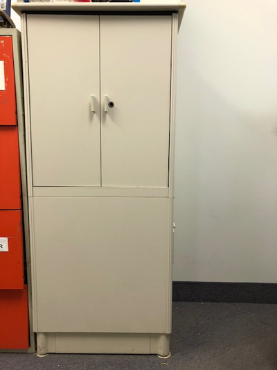 Ivory Sliding Front Door & 3-Drawers Vertical Storage Cabinet, View more