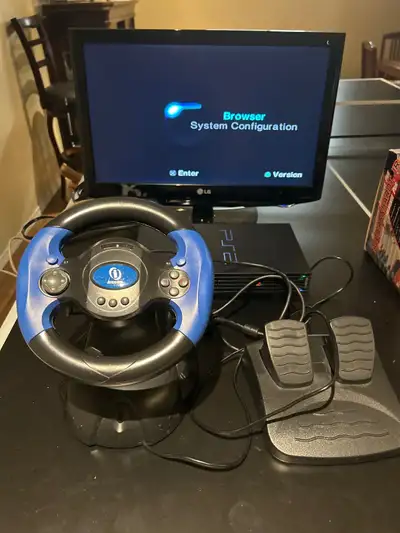 V-Thunder Racing Wheel for PS2 or PS one includes Wheel with ru, View more