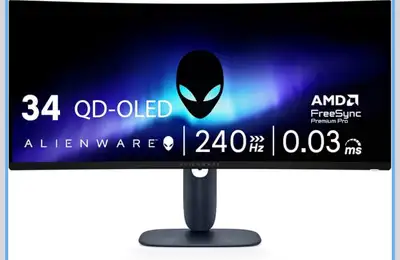 Alienware 34 Gaming Monitor AW3425DW, WQHD -OLE, 240Hz, 0.03ms, View more