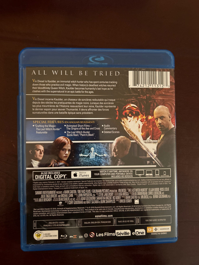 The last witch Hunter Blu-ray bilingue à vendre 7$ dans CD, DVD et Blu-ray  à Lévis - Image 2