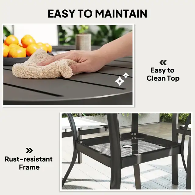5 Piece Outdoor Dining Set with Round Table and 4 Stackable Chai in Patio & Garden Furniture in Markham / York Region - Image 8