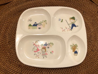 Vintage Shin San Melamine Kids Divided Plate With Kids Motif