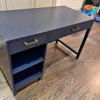 CRATE AND BARREL desk in blue with 2 drawers 