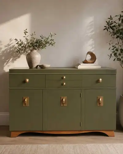 Gorgeous Knechtel sideboard - sage / olive and walnut, View more