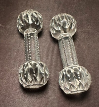 Pair of Vintage Cut Glass Knife Rests / Barbells (3.5 inches)