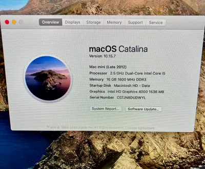 Mac mini late 2012, model A1347. Good working and cosmetic condition, 500GB hard drive, see photos f...