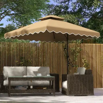 Umbrella weights are not included 8' x 8' Square Double Top Offset Patio Umbrella Garden Parasol wit...