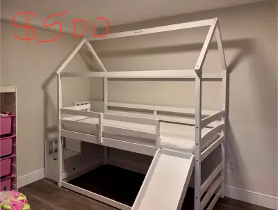 Bunk Loft Bed with Slide and Steps- Twin includes mattress, View more
