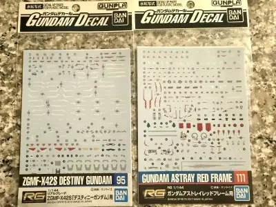 Bandai RG Destiny Gundam and Astray Red Frame Gundam Water Decals Two brand new Bandai water decals...